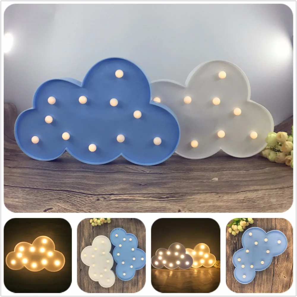 

11 LED White Cloud Letter light For Christmas Decoration Kid's Gift Light Up 3D Marquee Night light Lamp Battery operated