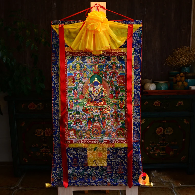 

Wholesale Buddhist supplies-87CM Buddhism HOME WALL Decor ART silk holy HEWA Buddha altar Thang-ga Thangka Buddha painting