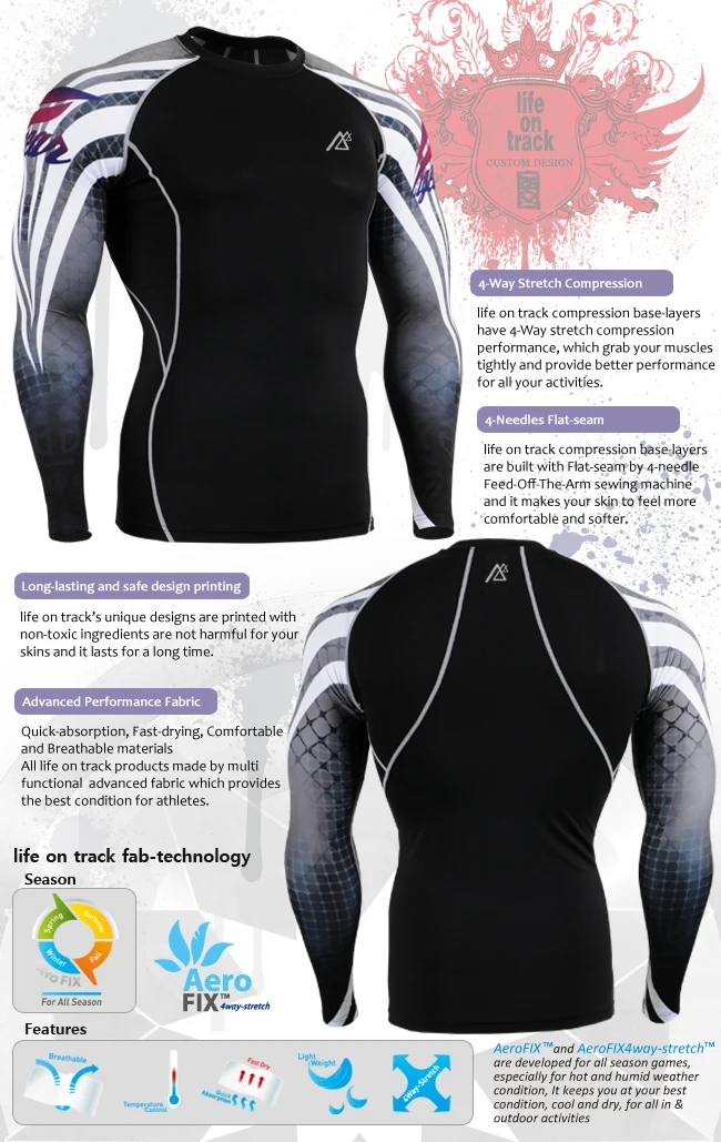 Men`s Long Sleeve Fitness Workout Compression Shirts Quick-drying Ultralight Rash Guard Gym Running Workout Tops Shirts