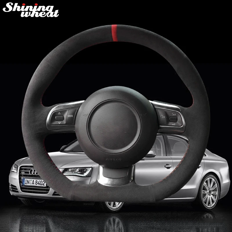 

Shining wheat Black Alcantara Car Steering Wheel Cover for Audi TT 2008-2013