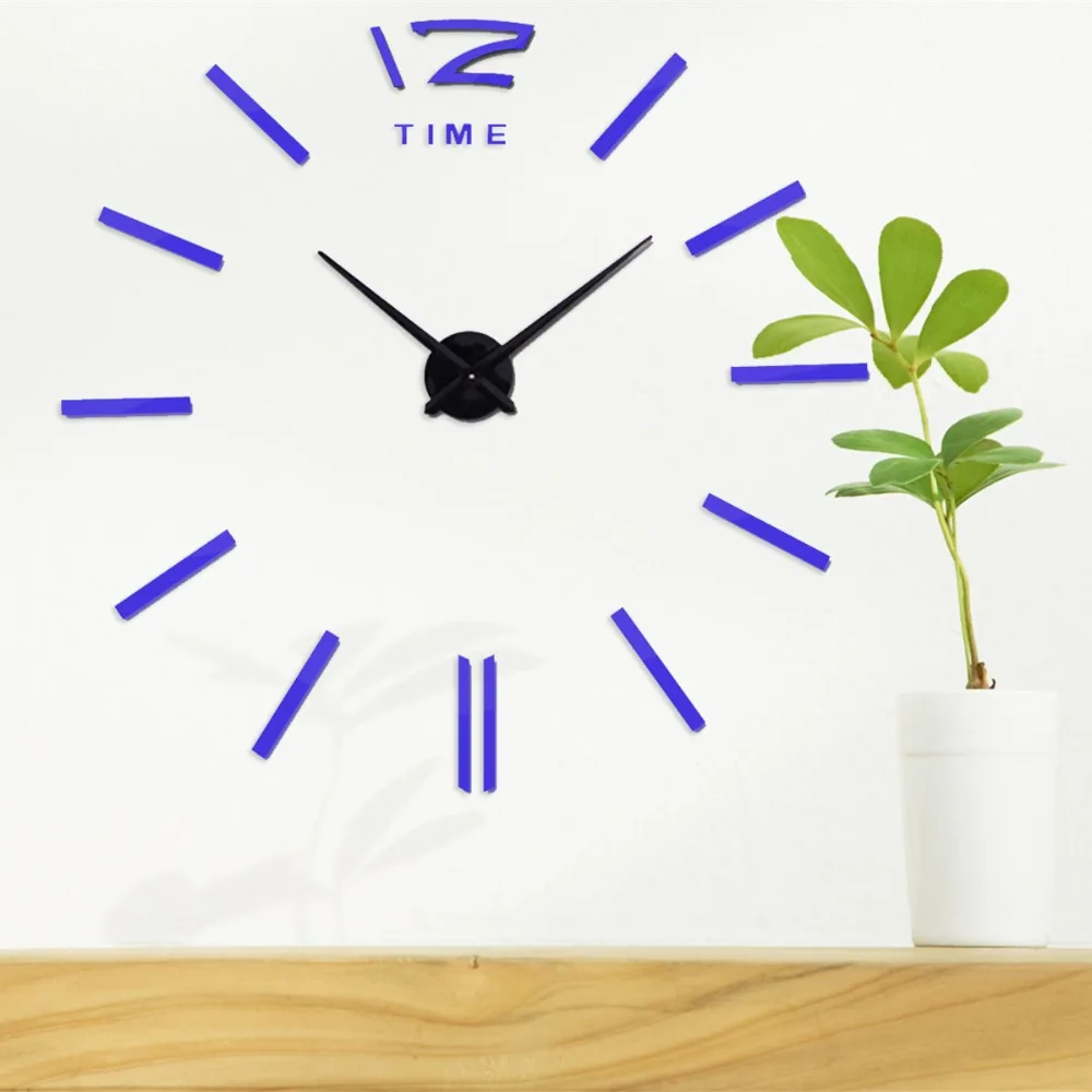 

3D Large Size Home Decoration New Gold Color reloj-pared Exquisite Mirror Sticker DIY Wall Clocks Meetting Room Free Shipping
