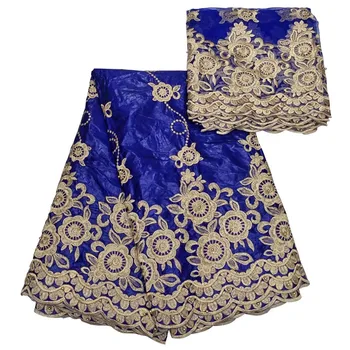 

2018 Wholesale Royal Blue Bazin Riche Fabric Guinea Brocade Cotton Lace Embroidered African Bazin Riche Getzner For Women Colth