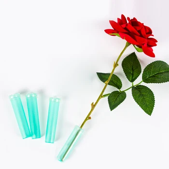 

Behogar 100PCS Flower Water Tubes Clear Plastic Floral Tubes Rose Vials Craft Arrangement Supply Eco-friendly Clear Bluish Green