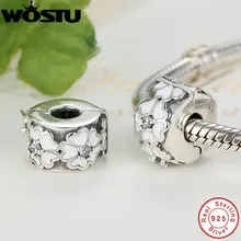 Real 100% Plata Esterlina 925 Flores Clip Granos Del Encanto Fit Pandora Original Pulsera Auténtica Moda Regalo de La Joyería DIY