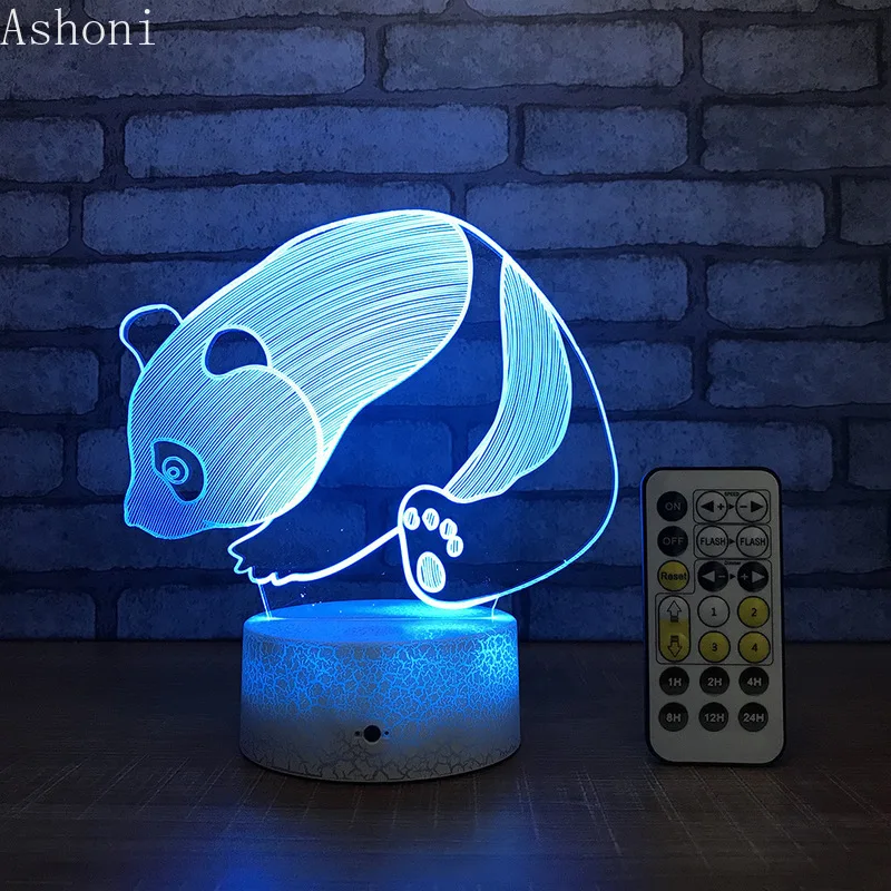

Cute Panda 3D Table Lamp LED Night Light 7 Colors Changing Bedroom Sleep Lighting Home Decor Gifts