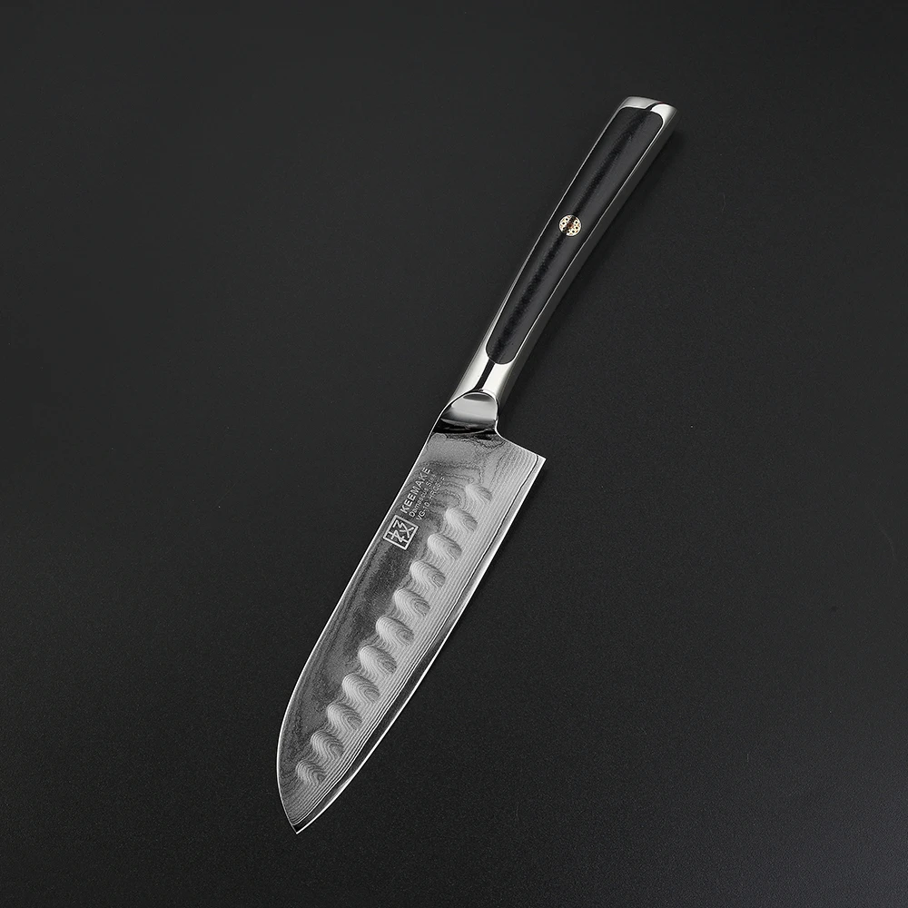 KEEMAKE 5 дюймов Santoku кухонные ножи нож шеф-повара японский Дамаск VG10 сталь Sharp 60HRC Лезвие G10 ручка инструменты для резки фруктов