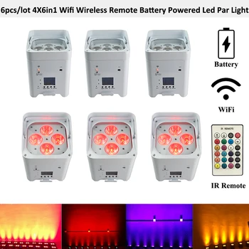 

6pcs/lot 4x15w MINI LED par light RGBWA UV 6in1 Wifi APP Remote Control Wireless DMX Battery Powered Stage Light