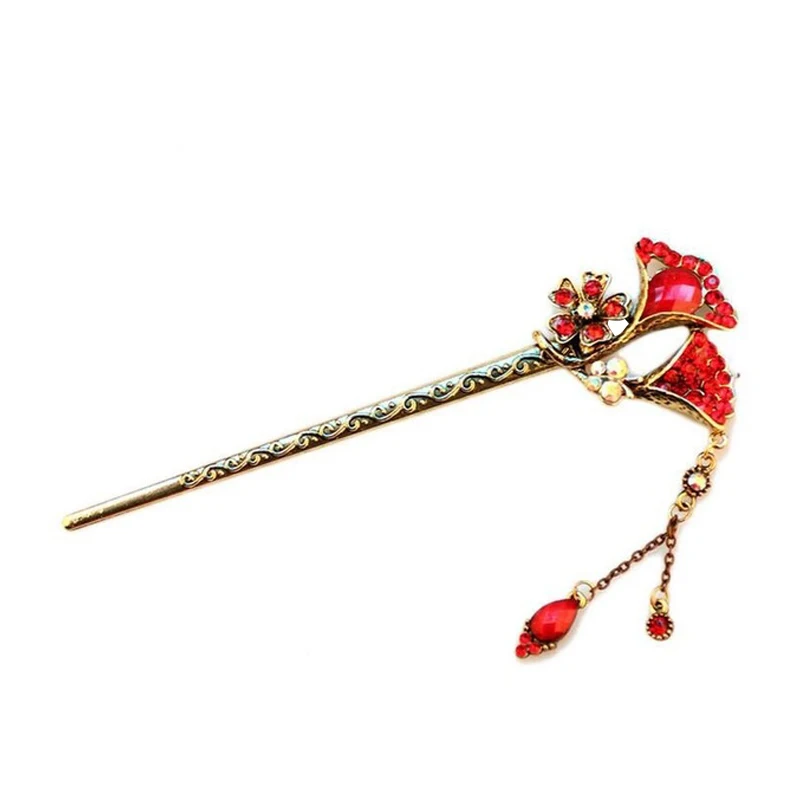 Origami fans « embroidery & origami Vintage Flower Curved Red Hair Pins Women Pretty Hair Decoration