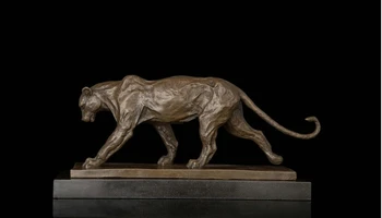 

Art Deco Sculpture Jaguar Leopard Animal Figurine Bronze Statue Signed