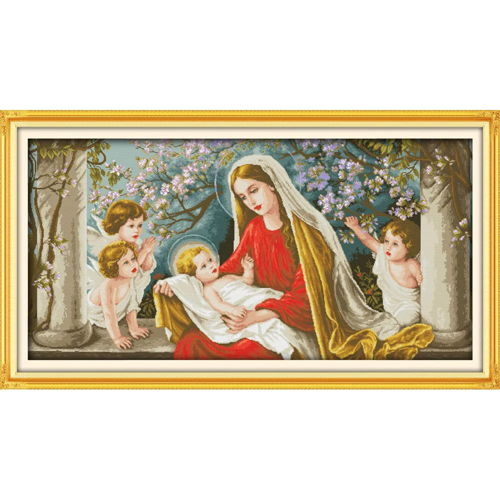 

Everlasting love Madonna-and-child Chinese cross stitch kits Ecological cotton printed 14CT 11CT DIY wedding decoration for home