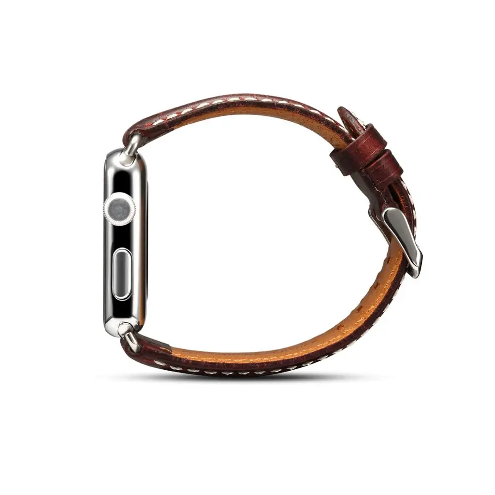 Ремешок для Apple Watch Band 44 мм 40 мм 42 мм 38 мм серия 4 3 2 1 для iWatch ремешок новый подлинный масляный воск кожаный сменный Браслет