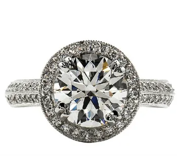 

2 Carat Round Prong Setting Pure 18K White Gold Genuine Diamond Female Ring Au750 Gold Jewelry Last Forever With Box