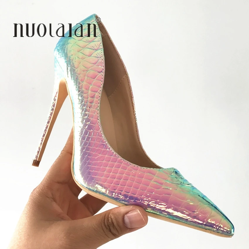 

8/10/12cm high heels 2019 Snake Printed Women shoes pumps party wedding shoes Women size 42 shallow sexy ladies shoes