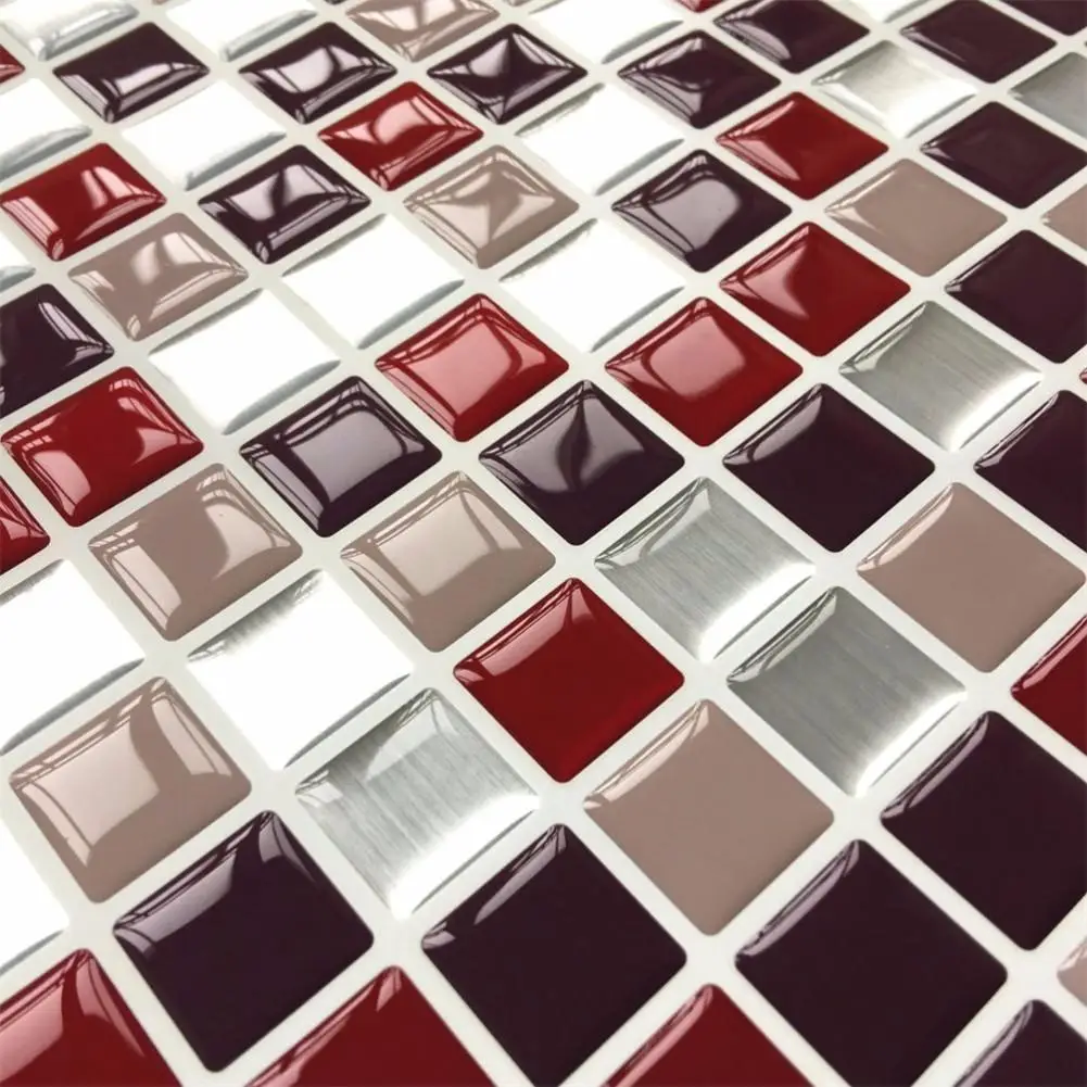 DIY Mosaic Tile Kitchen Wallpaper 3D Wall Stickers Home Decor Waterproof PVC Bathroom Decoration Self Adhesive Stickers