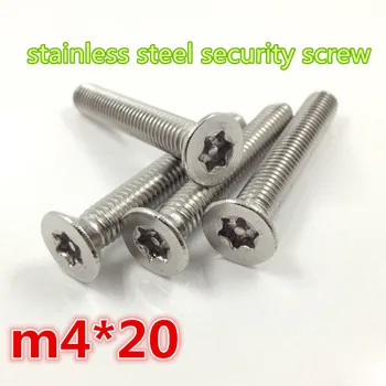 

100pcs 304ss a2-70 m4*20 stainless steel flat countersunk head torx screw with pin security screw