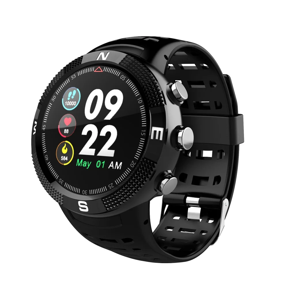696 F18 Smartwatch Спорт сенсорный экран Bluetooth IP68 Водонепроницаемый вызов сообщение напоминание Шагомер монитор сна gps защищенные часы - Цвет: Black