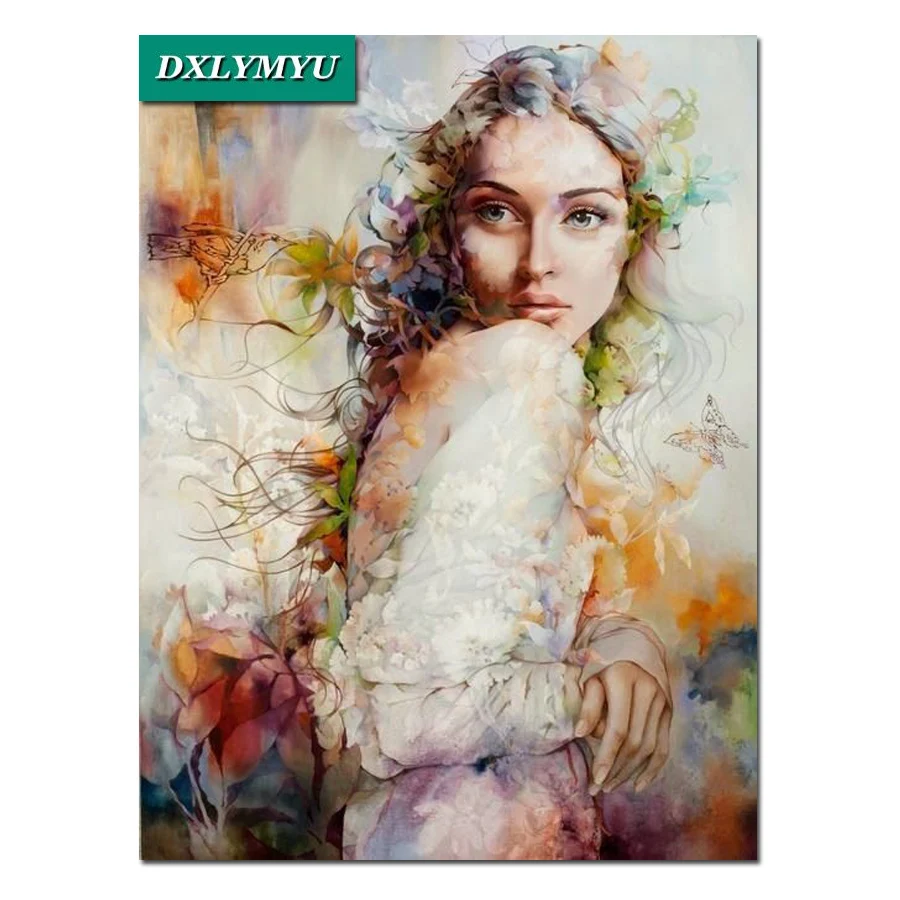 

hot 5D Diy Diamond Painting Beautiful flower fairy Wall Stickers Home Decor Cross Stitch Kits Diamond Mosaic Diamond Embroidery