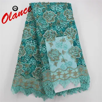 

Elegant big double-color flowers with stones and beads For Party Dress Fabric DL11 Big Sales Price Tulle Lace Fabric