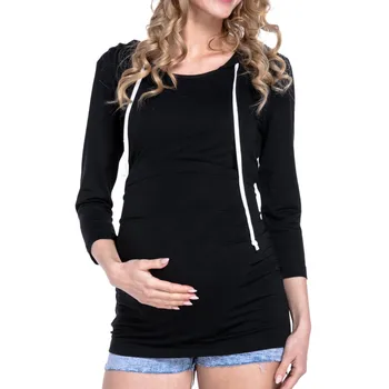 

Women Maternity Nursing Tops Long Sleeve Clothing For Pregnant Hooded Blouse Ropa Premama Embarazadas Breastfeeding Clothes