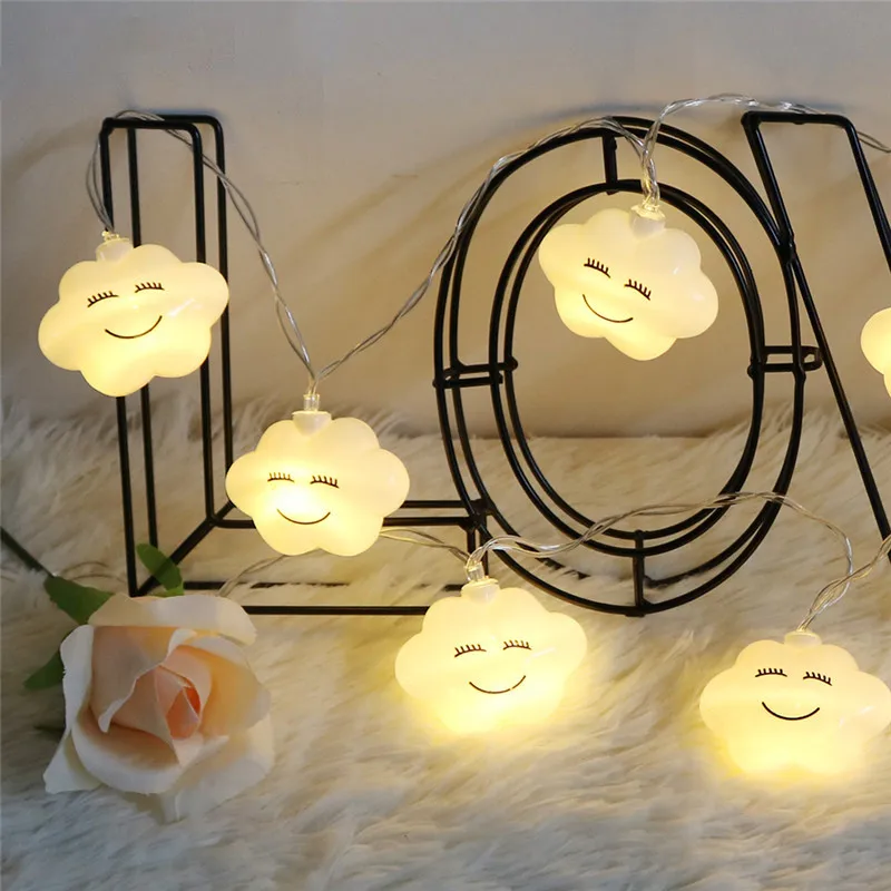 

10 Leds LED Cloud Smile Face String Lights Battery Indoor decoration light Garden/Party/Wedding/Living Room luminaria Garland
