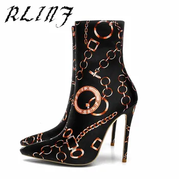 

RLINF Printed Fashion High-end Stiletto High Heel Women's Boots