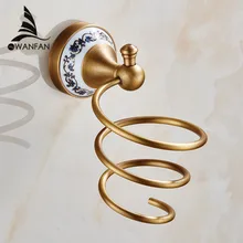 Bathroom Shelves Wall Mounted Hair Dryer Holder Antique Brass Hair Dryer Rack Bathroom Accessories Storage Shelves HJ-1823F