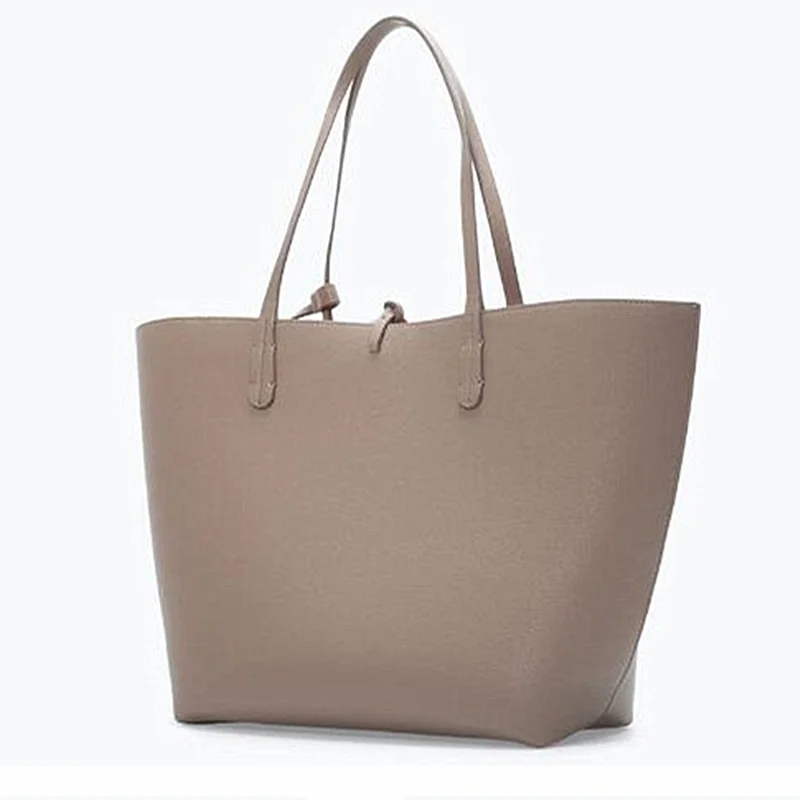 

Two-sided Color Totes Designers Brand Top-handle Bags Solid Women Shoulder Bags Casual Tote Leather Handbags Shopper Bag
