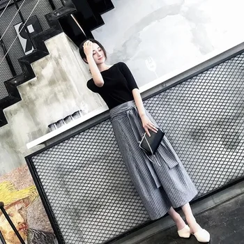 

Casual O-neck Two Piece Set Top And Pants Retro Striped Women's Summer Suit High Waist Plus Size 5xl Costumes For Women