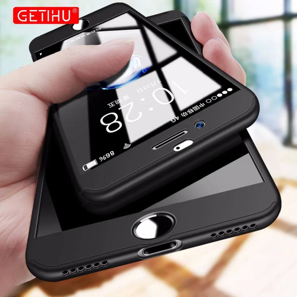 GETIHU 360 Полный Чехол Для Телефона iPhone X 8 7 6 6S Plus с закаленным стеклом Роскошный