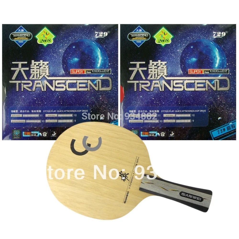 

Pro Table Tennis (PingPong) Combo Paddle / Racket: Sanwei CC + 2 Pcs 729 Transcend Shakehand long handle FL