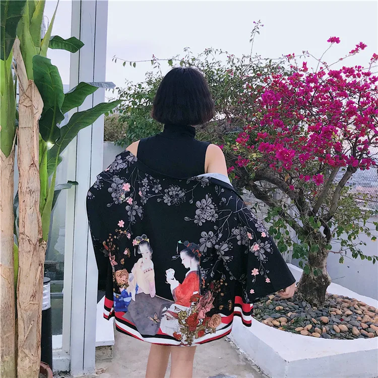 HARAJUKU digit print 2018 летнее Кимоно Кардиган Женская верхняя одежда Солнцезащитная