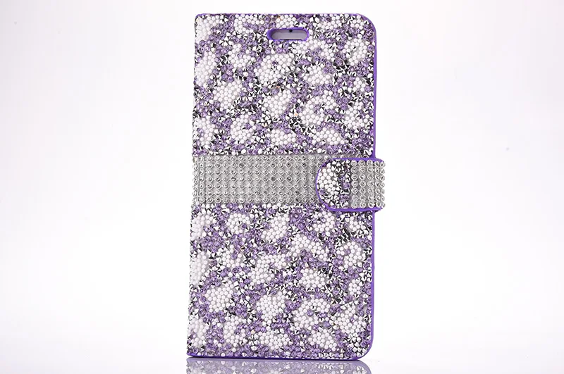 Leopard diamond rhinestone leather case iphone 6 6s 7 8 plus (2)
