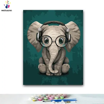 

DIY Coloring paint by numbers Elephant paintings by numbers with kits 40x50 framed