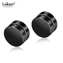 Lokaer простые круглые магнитные серьги-гвоздики для мужчин и мальчиков, модные панк серьги черного/белого/золотого цвета, ювелирные изделия, подарок OGE348