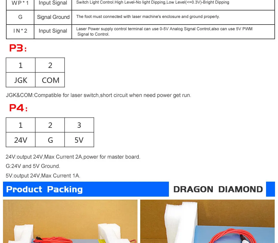 Dragon Diamond Co2 лазерный источник питания 40 Вт ac220в/110 В для Co2 лазерной гравировки и резки MYJG 40 Вт Лазерный источник