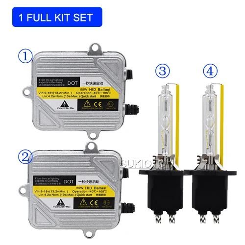 SUKIOTO ксенон H7 Hid комплект D2H D2S 55 Вт H1 H3 H4 ксенон головной светильник H7 H8 H11 H27 HB3 HB4 9005 автомобильный светильник ксеноновых фар, Высокопрочная конструкция фары для укладки волос - Испускаемый цвет: 1 FULL KIT Set