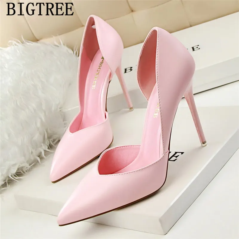 Extreme High Heels Pumps Women Shoes Leather Pink Heels Bigtree Shoes Luxury Shoes Women Designers Heels Chaussures Femme Buty