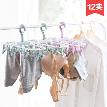 

Home plastic folding clothes hanger Travel Portable child clothes clip household windproof antiskid socks clip coat hanger