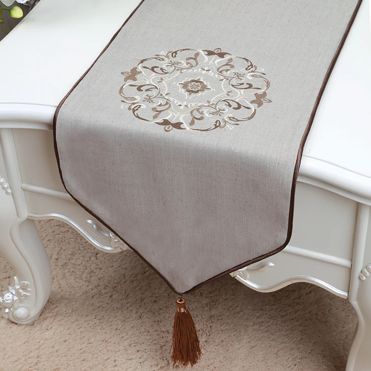 

Latest Fine Embroidery Sunflower Table Runner Cotton Linen Chinese Table Cloth Wedding Rectangle Dining Table Mat Placemat