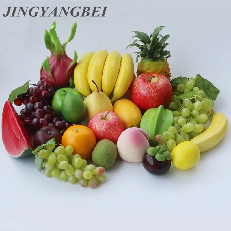 

Artificial fake Plastic fruit display Pomegranate banana lemon peach orange mango Kitchen Photography Props Home decorations