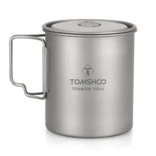 TOMSHOO-taza de titanio ultraligera, utensilios de cocina, taza de agua portátil para exteriores, vajilla, olla de titanio para acampar y Picnic, 750ml
