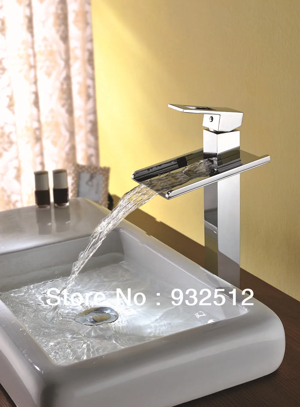 Contemporary Single Handle Waterfall Bathroom Sink Faucet(Chrome Finish