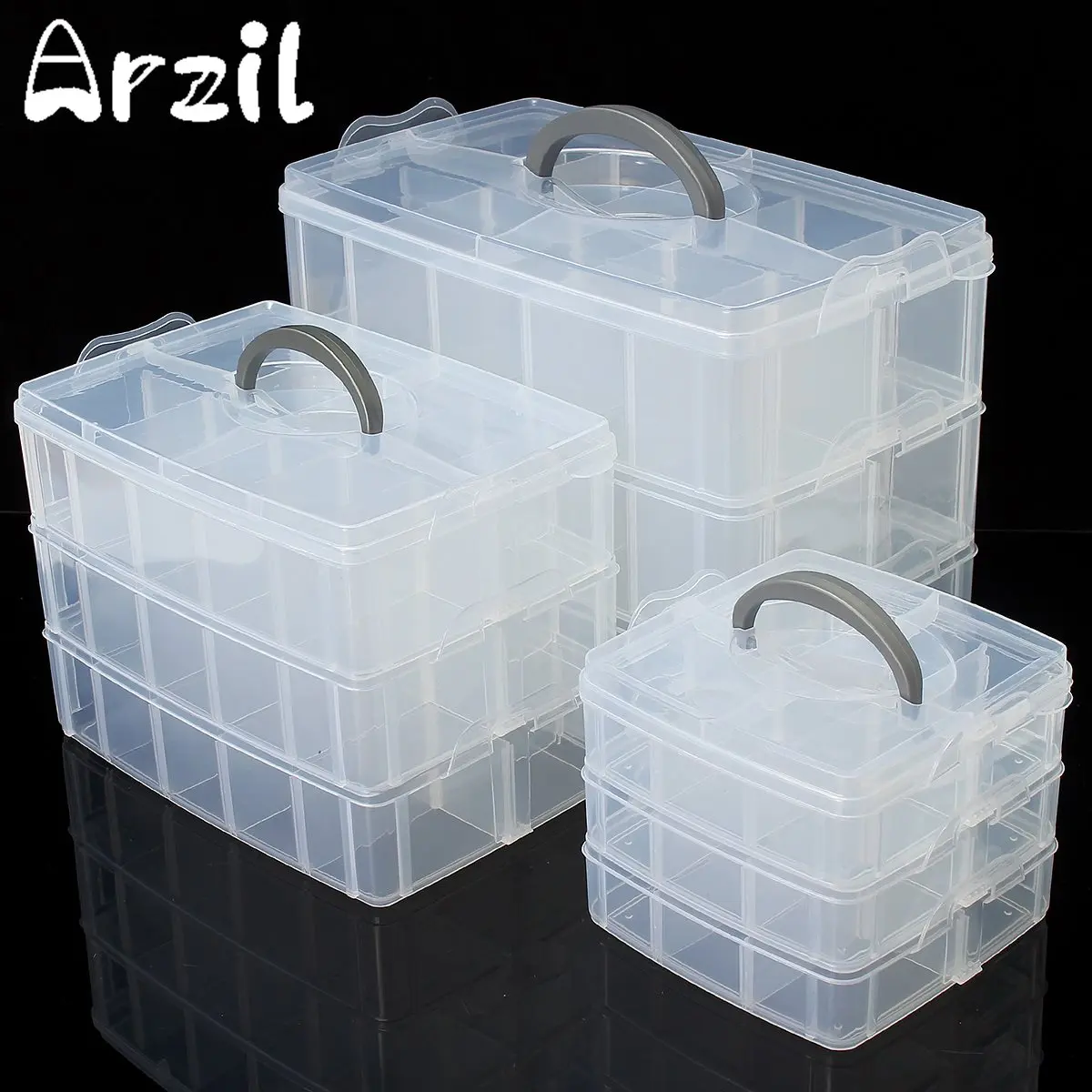 Clear Plastic Craft Beads Jewellery Storage Organiser Compartment Tool