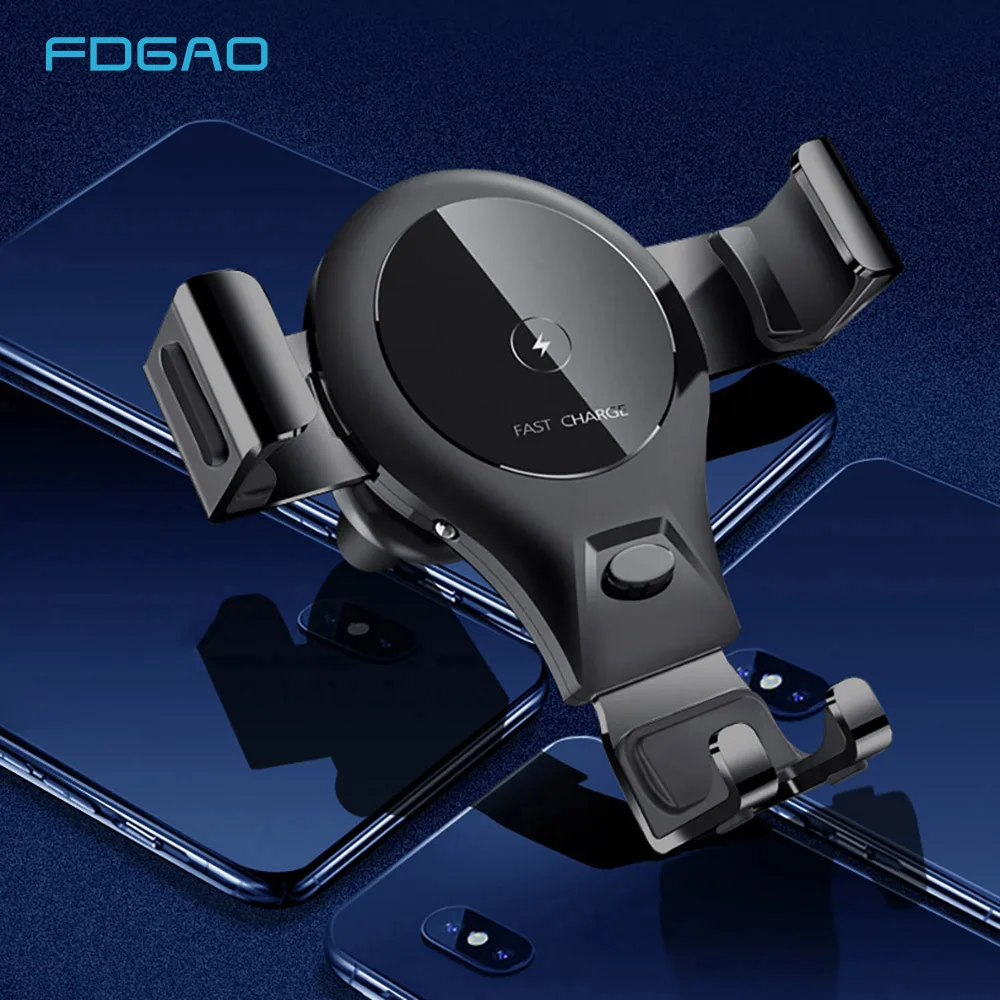 

FDGAO Qi Car Wireless Charger for iPhone XS XR X 8 Automatic Gravity 10W Fast Charging Car Phone Holder for Samsung S9 S10 S8 S7