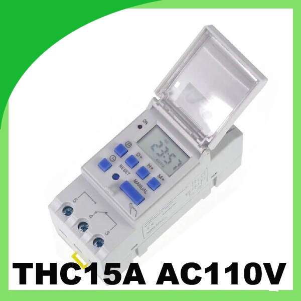 

THC15A timer relay 110VAC 16A LCD Din rail Programmable digital timer switch
