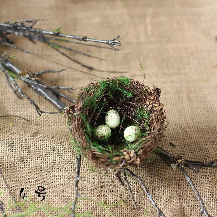 Ручной работы ротанга моделирование Птичье гнездо сад декоративная соломинка птица в гнезде украшение для клетки украшения съемки реквизит - Цвет: 4