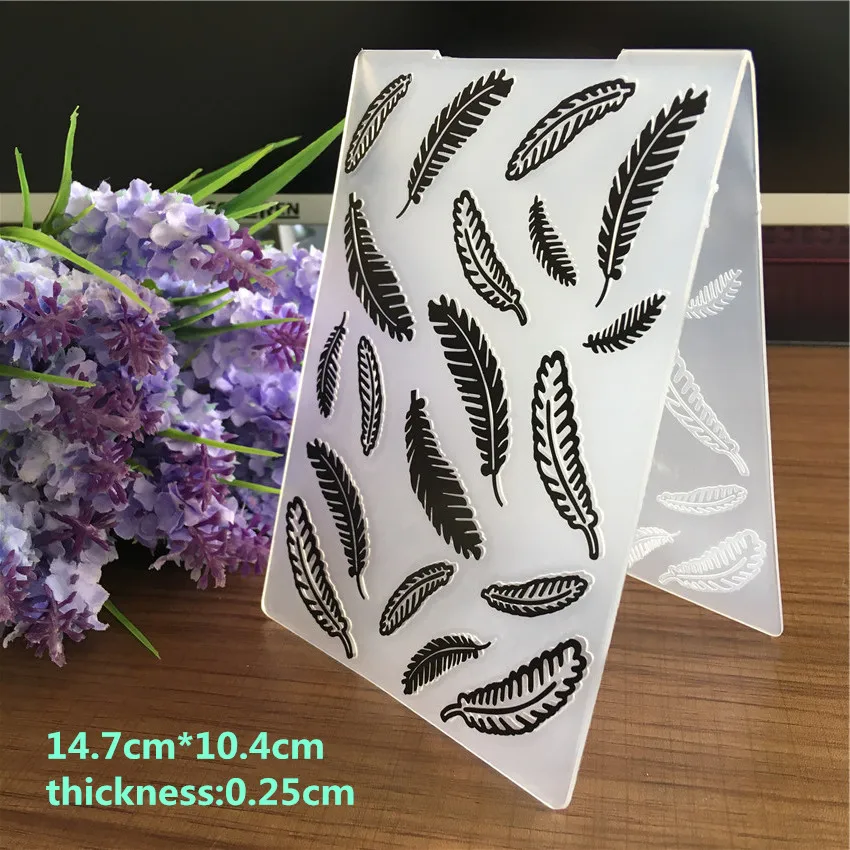  feather plastic embossing folder for festival gift box greeting card invitation DIY paper card deco - 32904169892