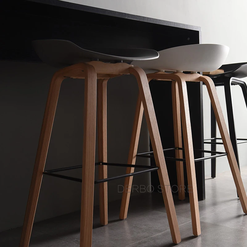Лофт стиль современной Дизайн твердые деревянные пластиковые сиденья барный стул модные креативные популярные кухня номер nordic счетчик стула 2 шт