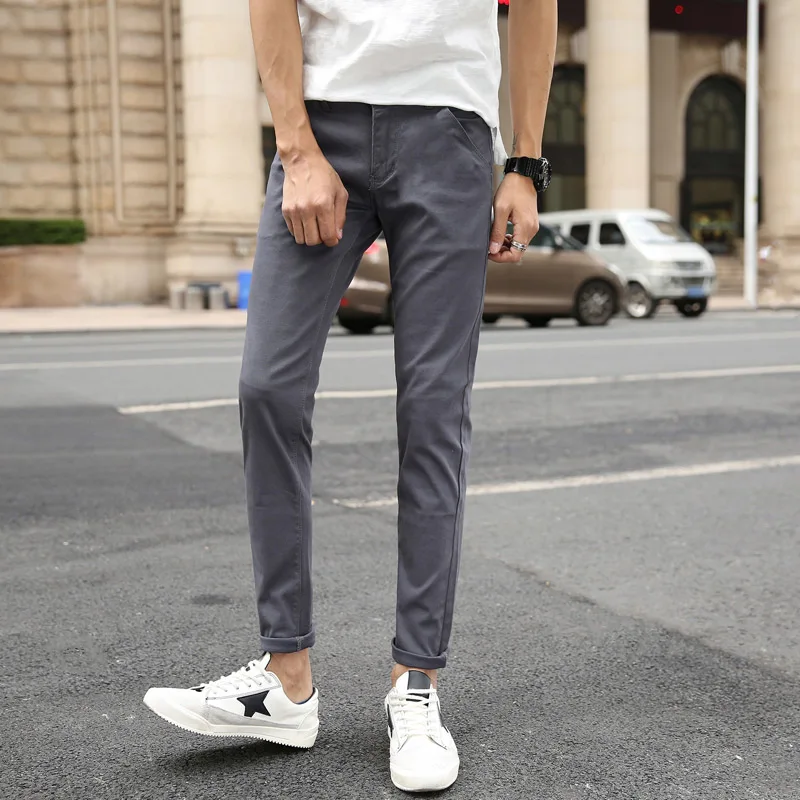 Jantour модные хлопковые брюки для мужчин сезон: весна-лето классические модные Slim Fit повседневное мужской мотобрюки Высокое качество 6 цвето - Цвет: gray