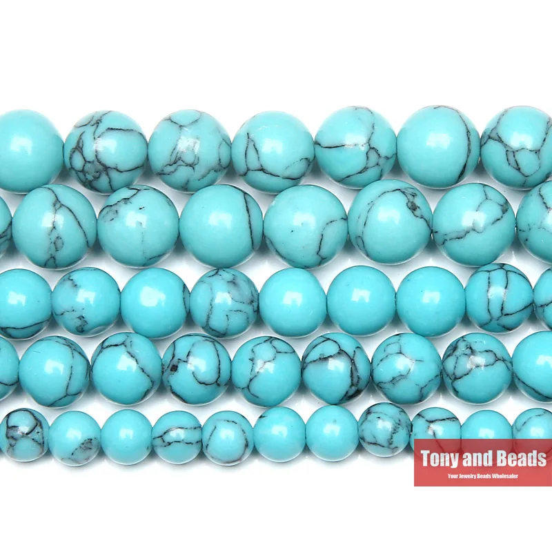 

Free Shipping Natural Stone Chinese Lake Blue Turquoises Round Loose Beads 15" Strand 6 8 10 MM Pick Size